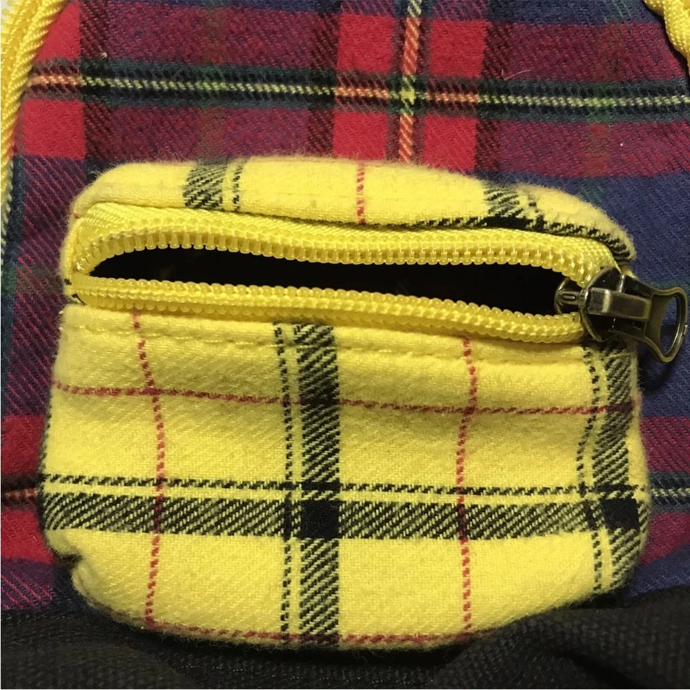 Dog Plaid Backpack with Yellow Accents